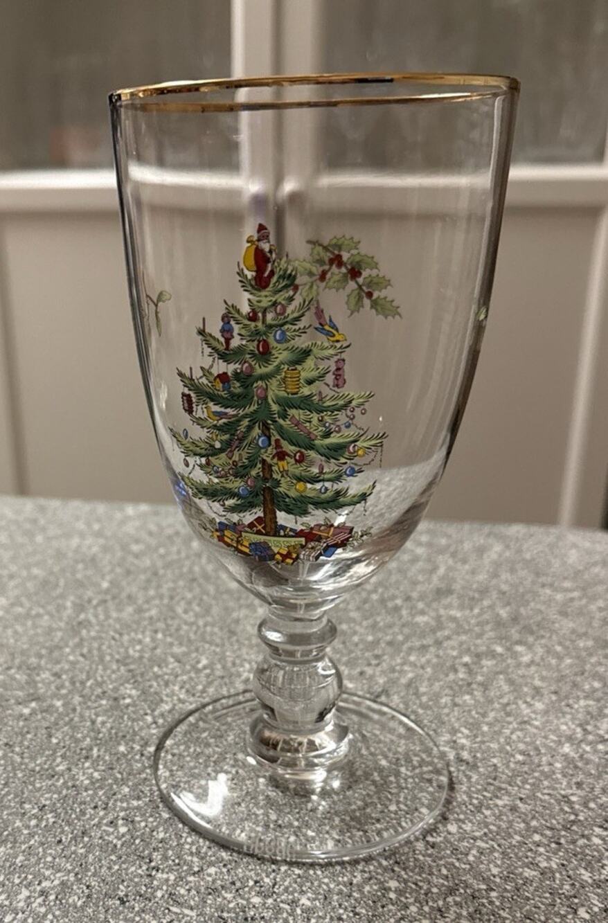 Spode Christmas Tree Goblet / Water Glass / Iced Beverage Glass .#41